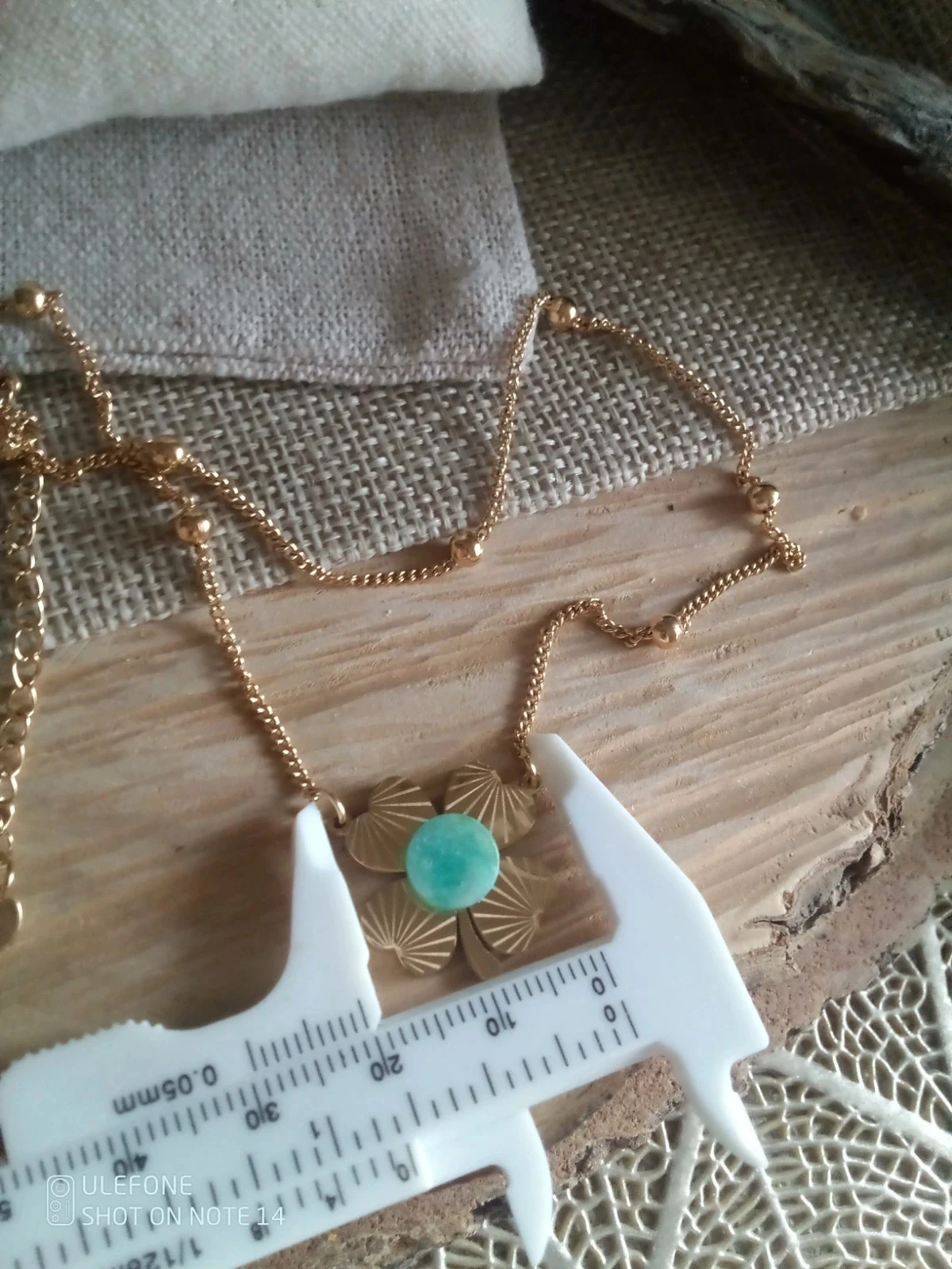 Collier amazonite sur trèfle porte bonheur à 4 feuilles – photo 3